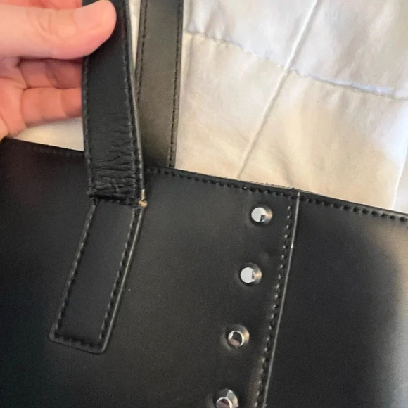 Danier black large stud, tote bag, leather edgy streetwear office. laptop. - Picture 7 of 17